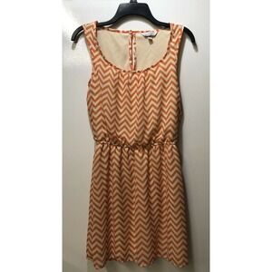 Speechless Women's (Size s) Orange Chevron Sleeveless Elastic Waist Dress